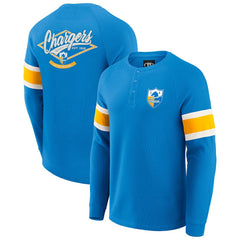 Los Angeles Chargers Darius Rucker Collection Waffle-Knit Raglan Long Sleeve Henley T-Shirt Powder Blue