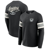 Las Vegas Raiders Darius Rucker Collection Waffle-Knit Raglan Long Sleeve Henley T-Shirt Black