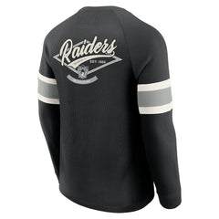 Las Vegas Raiders Darius Rucker Collection Waffle-Knit Raglan Long Sleeve Henley T-Shirt Black