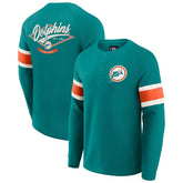 Miami Dolphins Darius Rucker Collection Waffle-Knit Raglan Long Sleeve Henley T-Shirt Aqua