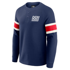 New York Giants Darius Rucker Collection Waffle-Knit Raglan Long Sleeve Henley T-Shirt Navy