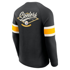 Pittsburgh Steelers Darius Rucker Collection Waffle-Knit Raglan Long Sleeve Henley T-Shirt Black