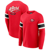 San Francisco 49ers Darius Rucker Collection Waffle-Knit Raglan Long Sleeve Henley T-Shirt Scarlet