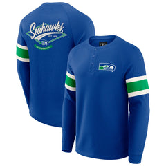 Seattle Seahawks Darius Rucker Collection Waffle-Knit Raglan Long Sleeve Henley T-Shirt College Navy
