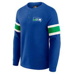 Seattle Seahawks Darius Rucker Collection Waffle-Knit Raglan Long Sleeve Henley T-Shirt College Navy