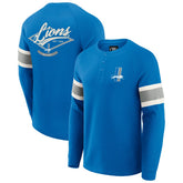 Detroit Lions Darius Rucker Collection Waffle-Knit Raglan Long Sleeve Henley T-Shirt Blue