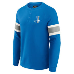 Detroit Lions Darius Rucker Collection Waffle-Knit Raglan Long Sleeve Henley T-Shirt Blue