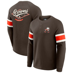 Cleveland Browns Darius Rucker Collection Waffle-Knit Raglan Long Sleeve Henley T-Shirt Brown