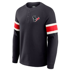 Houston Texans Darius Rucker Collection Waffle-Knit Raglan Long Sleeve Henley T-Shirt Navy
