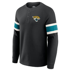 Jacksonville Jaguars Darius Rucker Collection Waffle-Knit Raglan Long Sleeve Henley T-Shirt Black