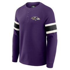 Baltimore Ravens Darius Rucker Collection Waffle-Knit Raglan Long Sleeve Henley T-Shirt Purple