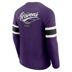 Baltimore Ravens Darius Rucker Collection Waffle-Knit Raglan Long Sleeve Henley T-Shirt Purple