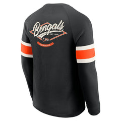 Cincinnati Bengals Darius Rucker Collection Waffle-Knit Raglan Long Sleeve Henley T-Shirt Black
