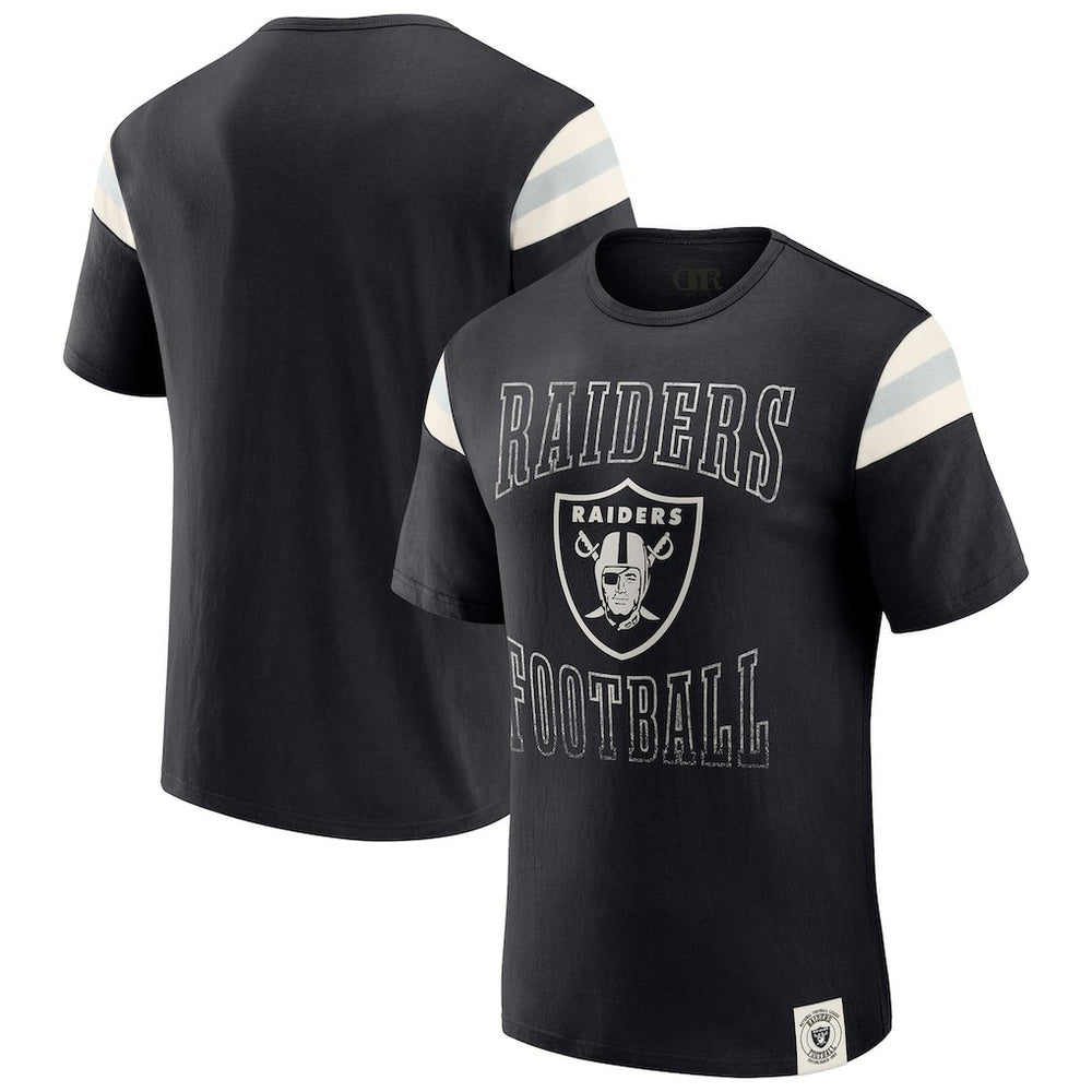 Las Vegas Raiders Darius Rucker Collection Football Stripe Sleeve T-Shirt Black