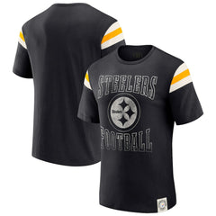 Pittsburgh Steelers Darius Rucker Collection Football Stripe Sleeve T-Shirt Black