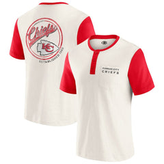 Kansas City Chiefs Darius Rucker Collection Henley Colorblock Slub Pocket T-Shirt Cream