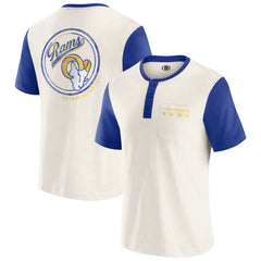 Los Angeles Rams Darius Rucker Collection Henley Colorblock Slub Pocket T-Shirt Cream