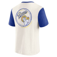 Los Angeles Rams Darius Rucker Collection Henley Colorblock Slub Pocket T-Shirt Cream