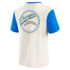 Los Angeles Chargers Darius Rucker Collection Henley Colorblock Slub Pocket T-Shirt Cream