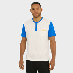 Los Angeles Chargers Darius Rucker Collection Henley Colorblock Slub Pocket T-Shirt Cream