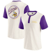 Minnesota Vikings Darius Rucker Collection Henley Colorblock Slub Pocket T-Shirt Cream
