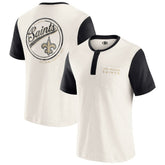 New Orleans Saints Darius Rucker Collection Henley Colorblock Slub Pocket T-Shirt Cream