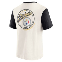 Pittsburgh Steelers Darius Rucker Collection Henley Colorblock Slub Pocket T-Shirt Cream