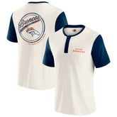 Denver Broncos Darius Rucker Collection Henley Colorblock Slub Pocket T-Shirt Cream