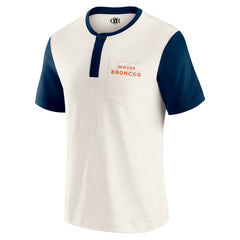 Denver Broncos Darius Rucker Collection Henley Colorblock Slub Pocket T-Shirt Cream