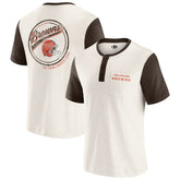 Cleveland Browns Darius Rucker Collection Henley Colorblock Slub Pocket T-Shirt Cream
