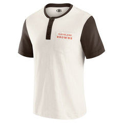 Cleveland Browns Darius Rucker Collection Henley Colorblock Slub Pocket T-Shirt Cream