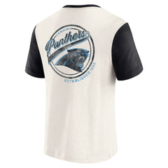 Carolina Panthers Darius Rucker Collection Henley Colorblock Slub Pocket T-Shirt Cream