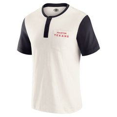 Houston Texans Darius Rucker Collection Henley Colorblock Slub Pocket T-Shirt Cream