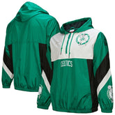 Boston Celtics Hardwood Classics Team Origins Anorak Quarter-Zip Windbreaker Jacket Kelly Green