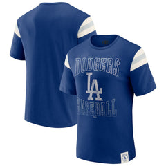 Los Angeles Dodgers Darius Rucker Collection by Fanatics Distressed Sleeve Stripe T-Shirt - Royal T-shirts