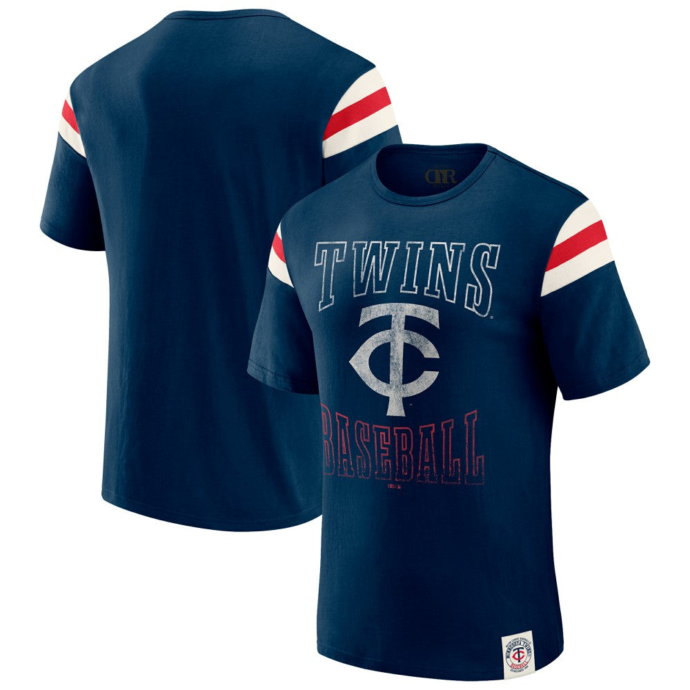 Minnesota Twins Darius Rucker Collection by Fanatics Distressed Sleeve Stripe T-Shirt - Navy T-shirts