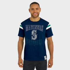 Seattle Mariners Darius Rucker Collection by Fanatics Distressed Sleeve Stripe T-Shirt - Navy T-shirts