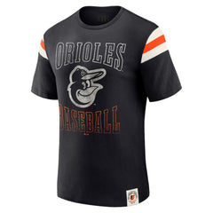 Baltimore Orioles Darius Rucker Collection by Fanatics Distressed Sleeve Stripe T-Shirt - Black T-shirts