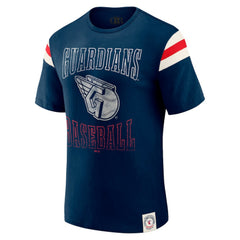 Cleveland Guardians Darius Rucker Collection by Fanatics Distressed Sleeve Stripe T-Shirt - Navy T-shirts