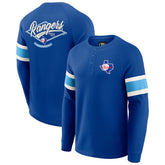Texas Rangers Darius Rucker Collection by Fanatics Waffle-Knit Raglan Long Sleeve Henley T-Shirt - Royal T-shirts