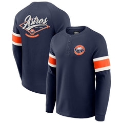 Houston Astros Darius Rucker Collection by Fanatics Waffle-Knit Raglan Long Sleeve Henley T-Shirt - Navy T-shirts