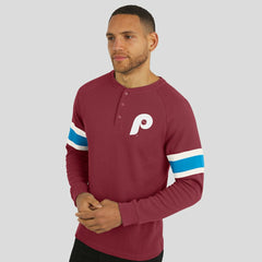 Philadelphia Phillies Darius Rucker Collection by Fanatics Waffle-Knit Raglan Long Sleeve Henley T-Shirt - Burgundy T-shirts