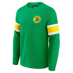 Athletics Darius Rucker Collection by Fanatics Waffle-Knit Raglan Long Sleeve Henley T-Shirt - Green T-shirts