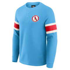 St. Louis Cardinals Darius Rucker Collection by Fanatics Waffle-Knit Raglan Long Sleeve Henley T-Shirt - Light Blue T-shirts