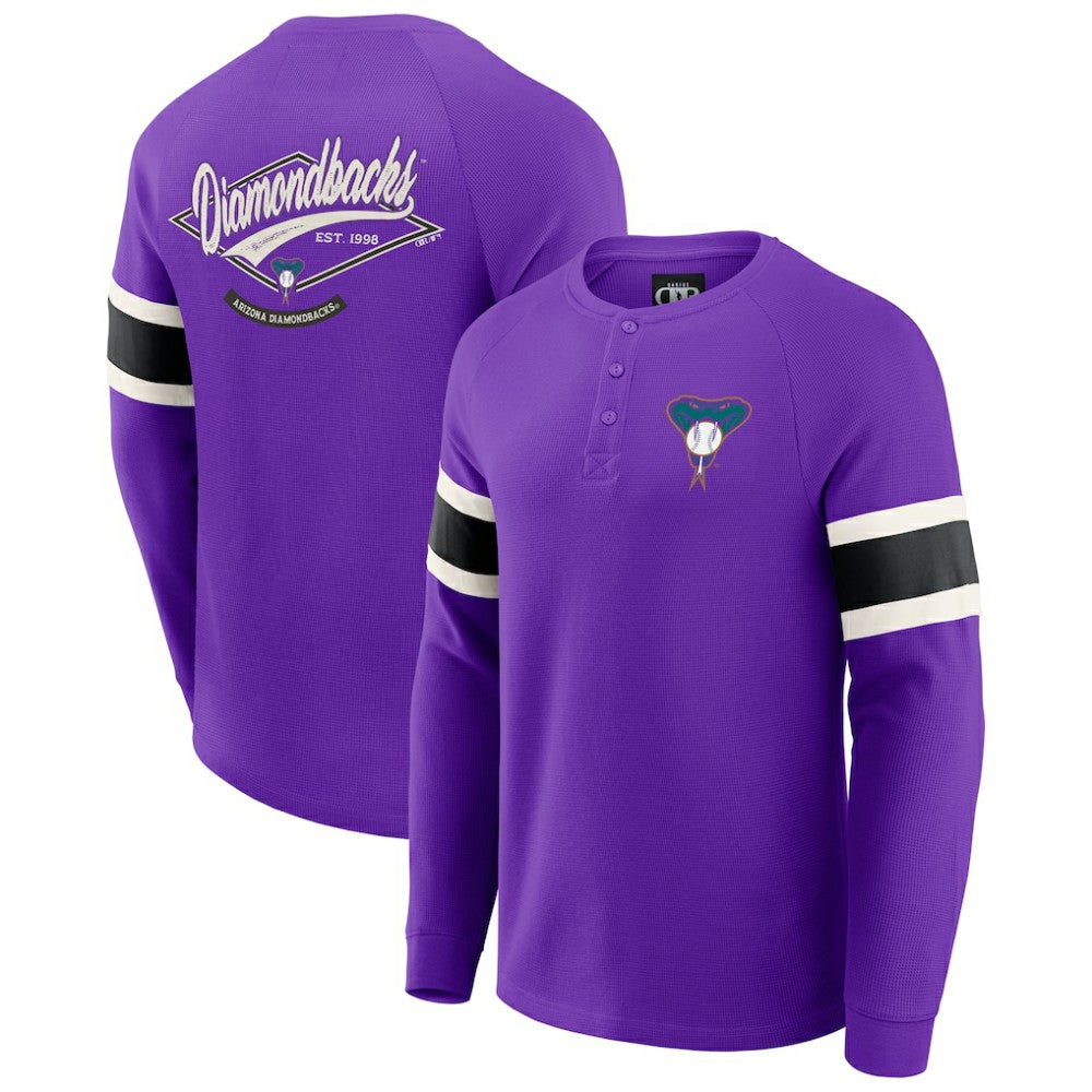 Arizona Diamondbacks Darius Rucker Collection by Fanatics Waffle-Knit Raglan Long Sleeve Henley T-Shirt - Purple T-shirts