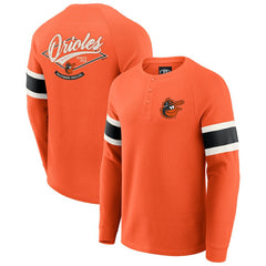 Baltimore Orioles Darius Rucker Collection by Fanatics Waffle-Knit Raglan Long Sleeve Henley T-Shirt - Orange T-shirts
