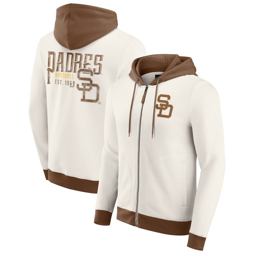 San Diego Padres Darius Rucker Collection by Fanatics Men's Polar Fleece Full-Zip Hoodie - Cream Hoodies