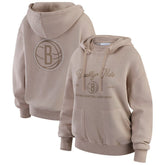 Brooklyn Nets WEAR by Erin Andrews Women's Washed Pullover Crewdie Tan