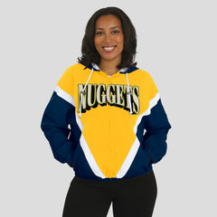 Denver Nuggets WEAR by Erin Andrews Women's Colorblock Full-Zip Hoodie Windbreaker Jacket Gold/Navy