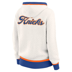 New York Knicks WEAR by Erin Andrews Women's Plus Size Hoodie Sweater Cream